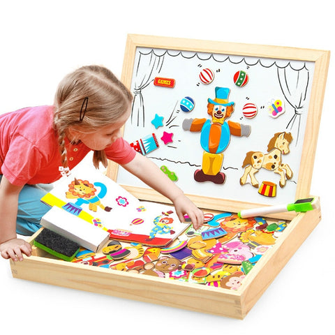 Educational Magnetic Box - (100+PCS Wooden Magnetic Puzzle)